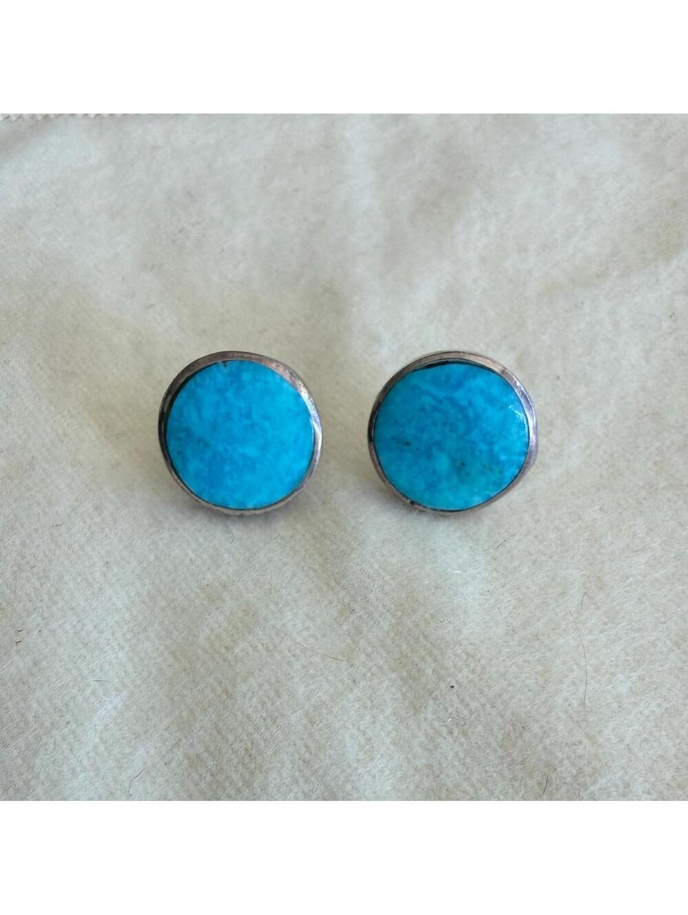 Vintage Sterling Silver Turquoise Stud Earrings